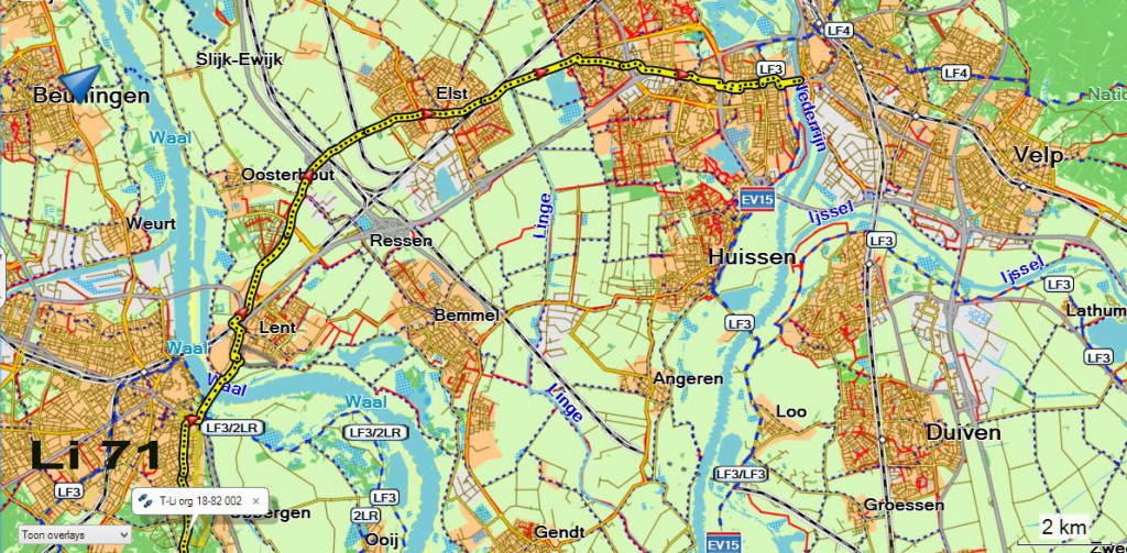 laatste route kaart van Nijmegen naar Arnhem.